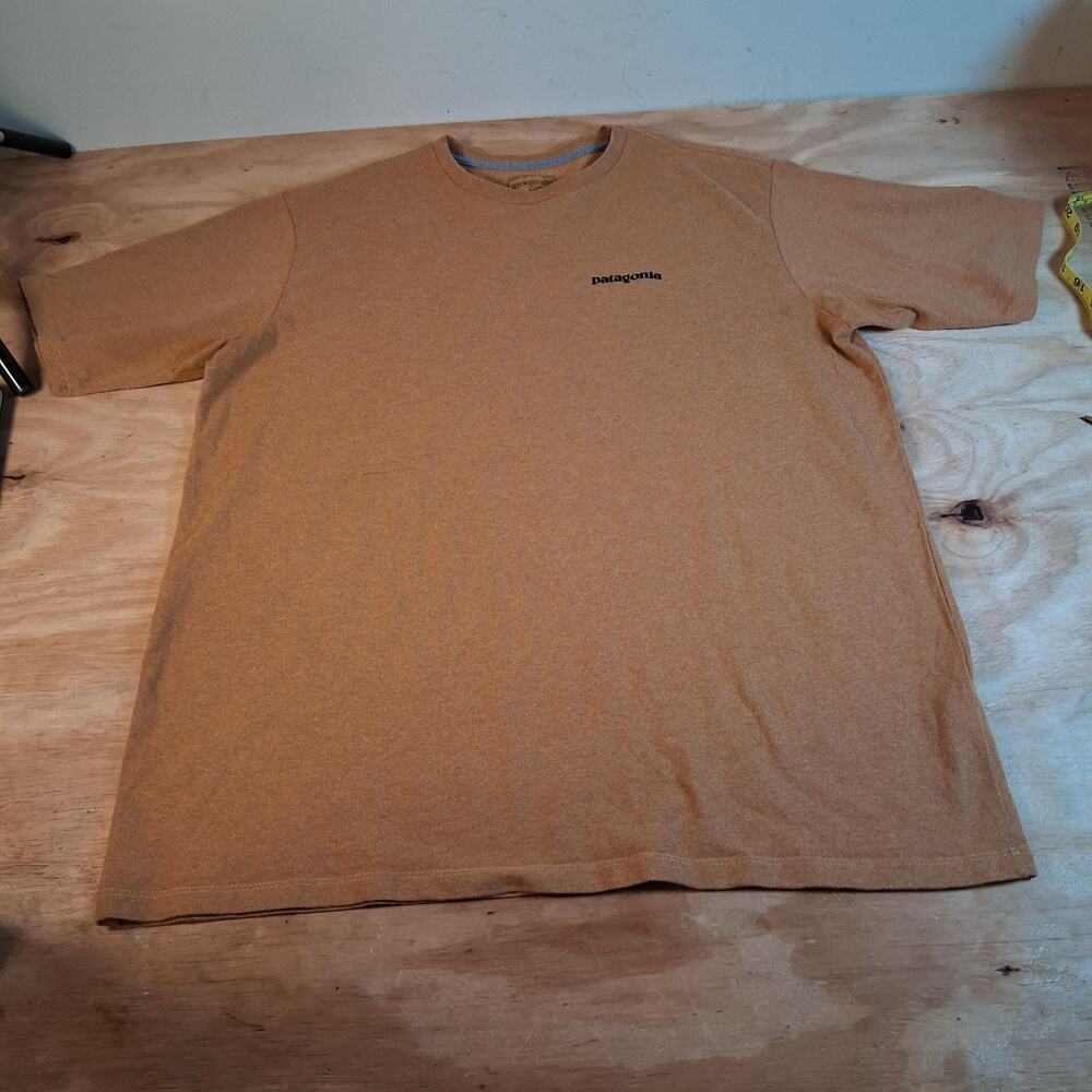 Patagonia Mens Tee Sz M Brown Short Sleeve Shirt Responsibilitee Mountains